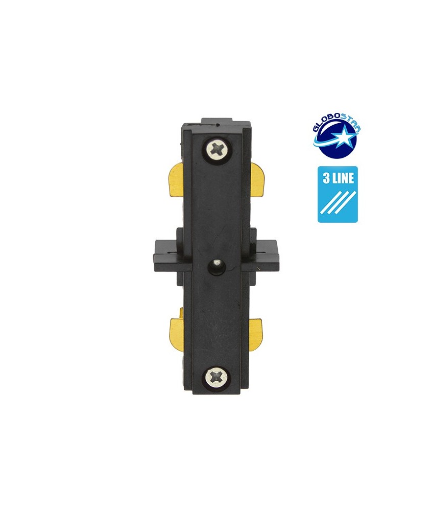 GloboStar S-40046 Διφασικός Connector 3 Καλωδίων Συνδεσμολογίας Γιώτα (Ι) για Μαύρη Ράγα Οροφής